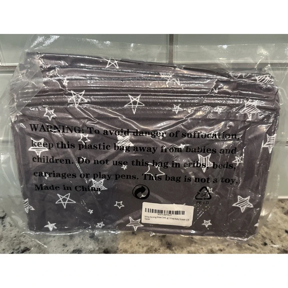 New Kids N Such Nursing Pillow Cover Gray & White Stars Print Minkey Baby Shower